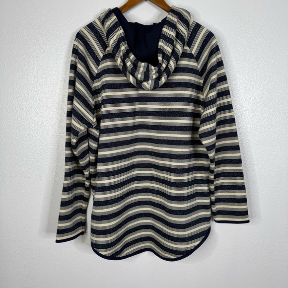 Eddie Bauer Navy Striped Hooded Sweatshirt Size 2xlarge - Picture 2 of 5